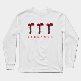 Triple Red Flowers Strength Long Sleeve T-Shirt